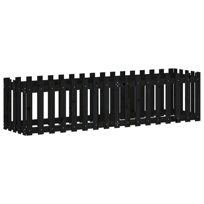 Hochbeet Latten-Design Schwarz 200X50X50 Cm Massivholz Kiefer