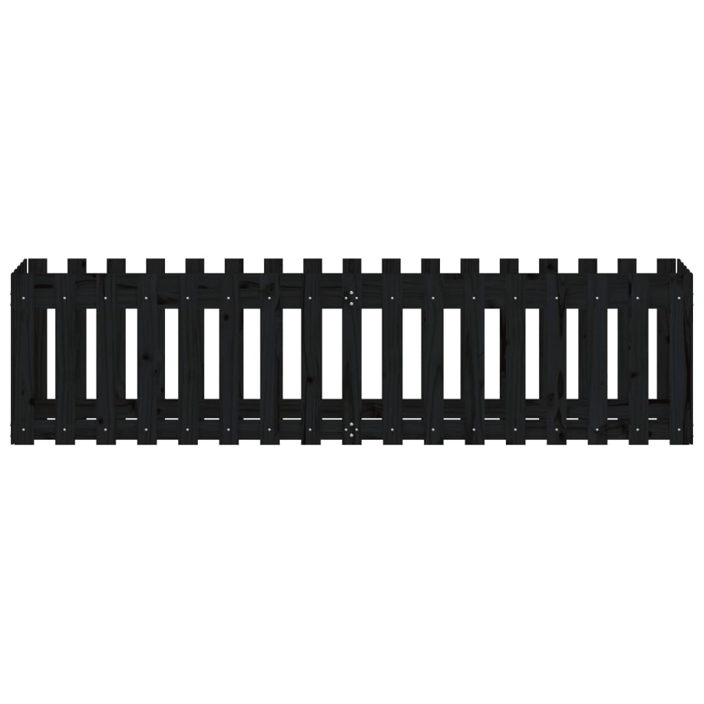 Hochbeet Latten-Design Schwarz 200X50X50 Cm Massivholz Kiefer