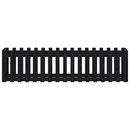 Hochbeet Latten-Design Schwarz 200X50X50 Cm Massivholz Kiefer