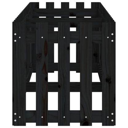Hochbeet Latten-Design Schwarz 200X50X50 Cm Massivholz Kiefer