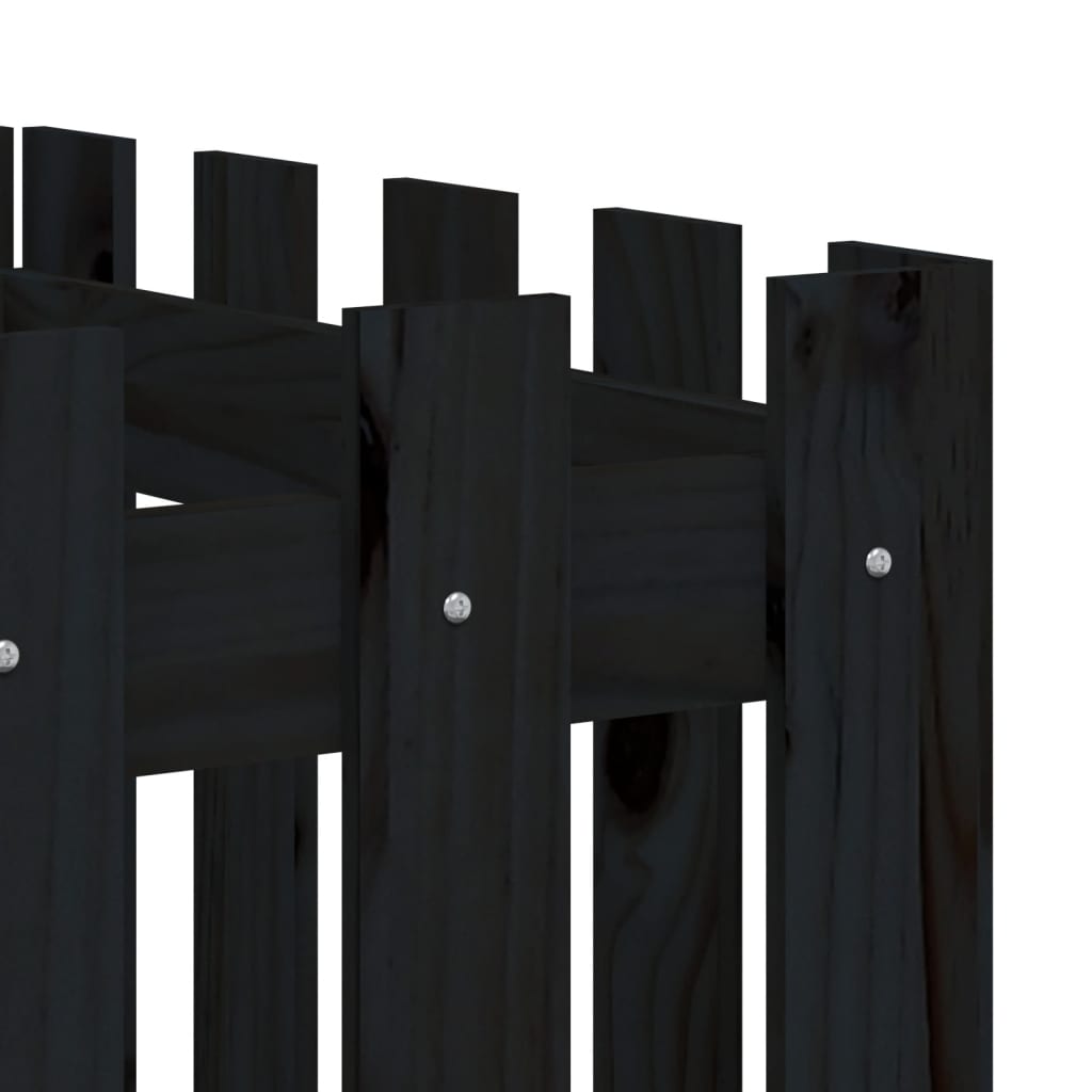 Hochbeet Latten-Design Schwarz 200X50X50 Cm Massivholz Kiefer