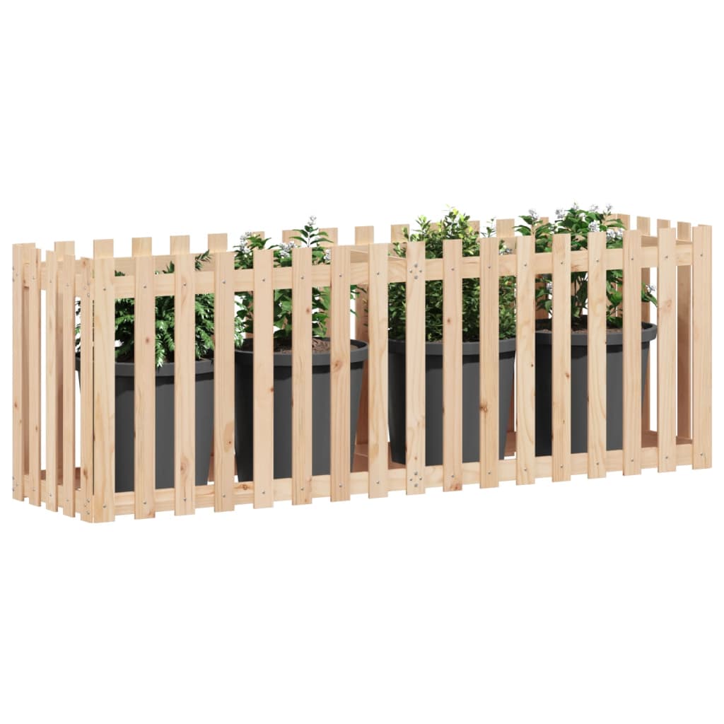 Hochbeet Lattenzaun-Design 200X50X70 Cm Massivholz Kiefer