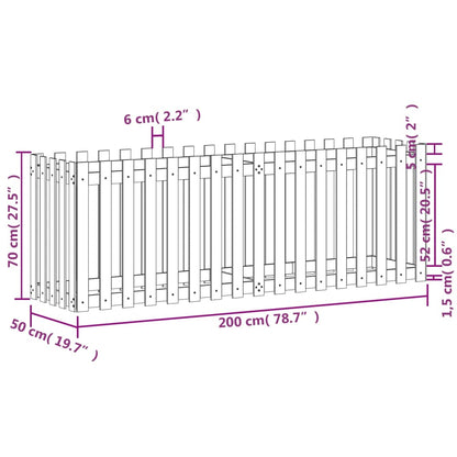 Hochbeet Lattenzaun-Design 200X50X70 Cm Massivholz Kiefer