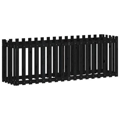 Hochbeet Latten-Design Schwarz 200X50X70 Cm Massivholz Kiefer