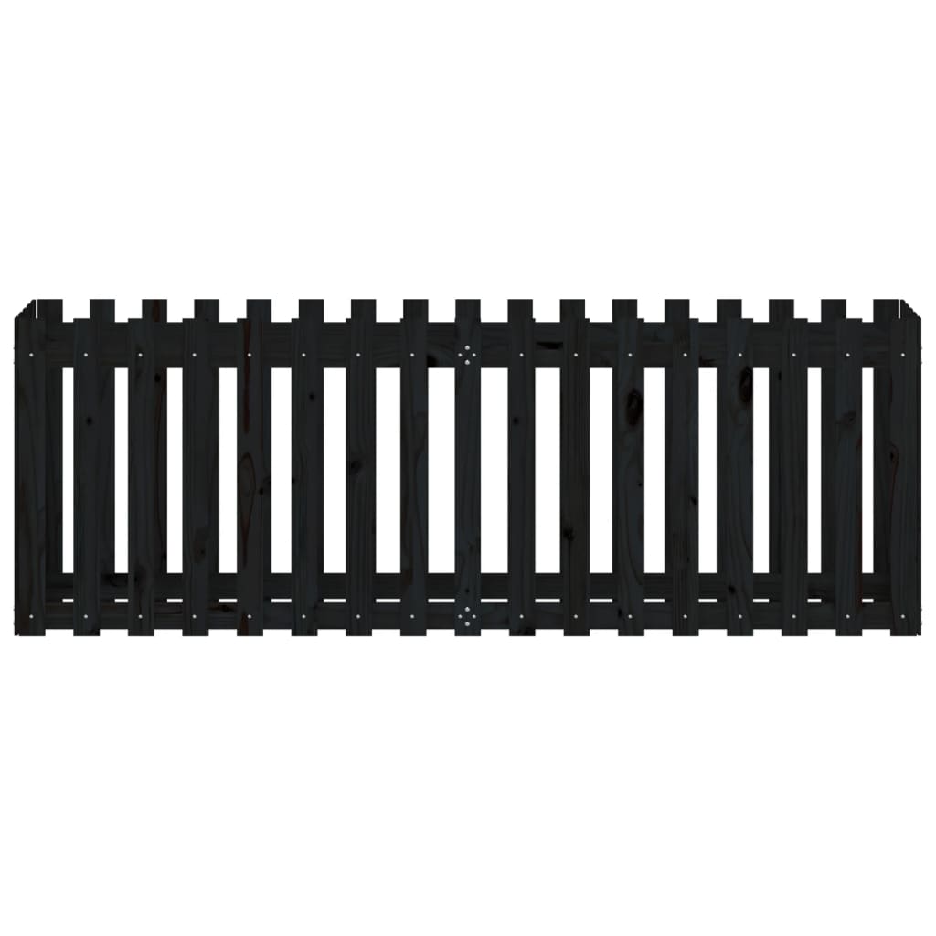 Hochbeet Latten-Design Schwarz 200X50X70 Cm Massivholz Kiefer