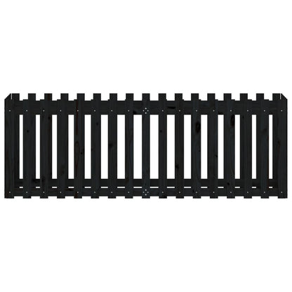 Hochbeet Latten-Design Schwarz 200X50X70 Cm Massivholz Kiefer