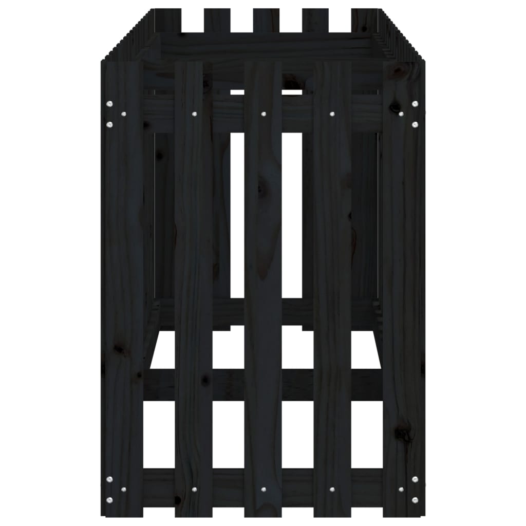 Hochbeet Latten-Design Schwarz 200X50X70 Cm Massivholz Kiefer