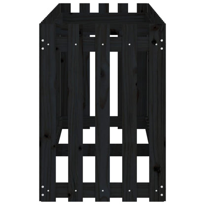 Hochbeet Latten-Design Schwarz 200X50X70 Cm Massivholz Kiefer