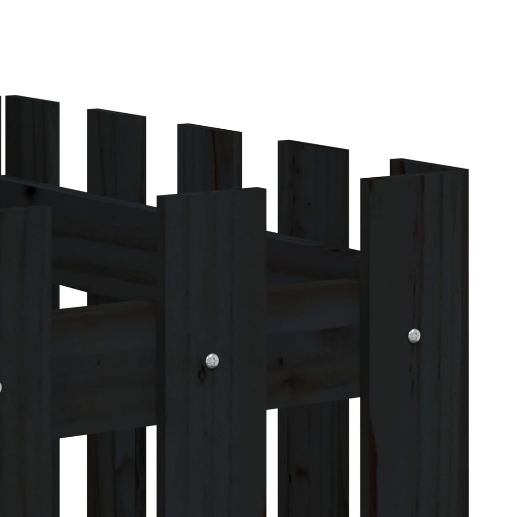 Hochbeet Latten-Design Schwarz 200X50X70 Cm Massivholz Kiefer