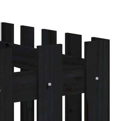 Hochbeet Latten-Design Schwarz 200X50X70 Cm Massivholz Kiefer