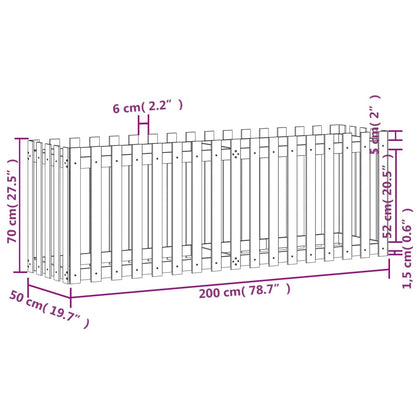 Hochbeet Latten-Design Schwarz 200X50X70 Cm Massivholz Kiefer