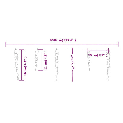 Eiszapfen-Lichterkette 200 Leds 20 M Acryl Pvc