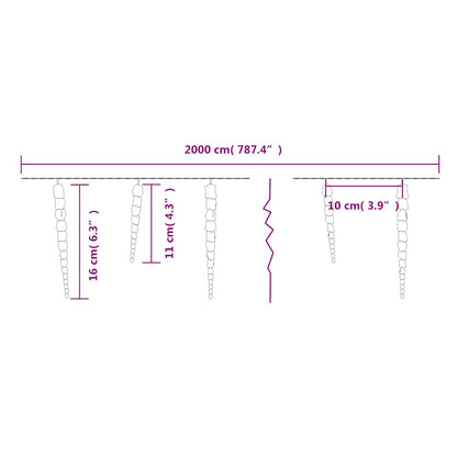 Eiszapfen-Lichterkette 200 Leds 20 M Acryl Pvc