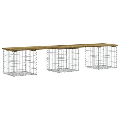 Gartenbank Aus Gabionen 203X44X42 Cm Kiefernholz Imprägniert Natürliches Douglasie