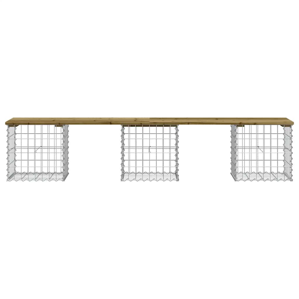 Gartenbank Aus Gabionen 203X44X42 Cm Kiefernholz Imprägniert Natürliches Douglasie