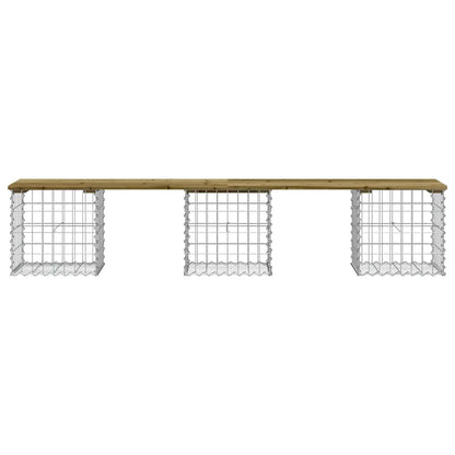 Gartenbank Aus Gabionen 203X44X42 Cm Kiefernholz Imprägniert Natürliches Douglasie