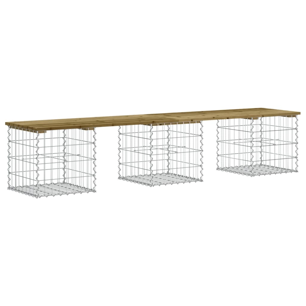 Gartenbank Aus Gabionen 203X44X42 Cm Kiefernholz Imprägniert Natürliches Douglasie