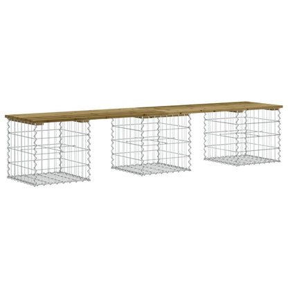 Gartenbank Aus Gabionen 203X44X42 Cm Kiefernholz Imprägniert Natürliches Douglasie