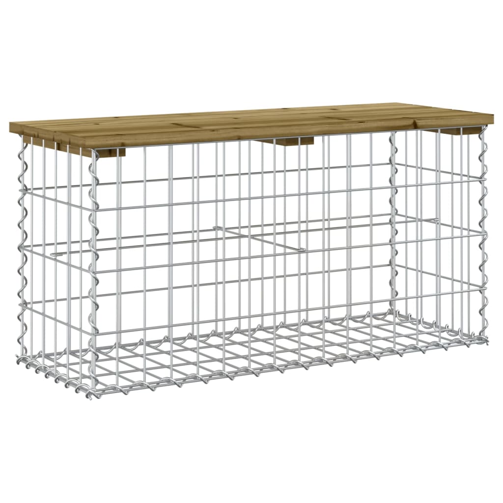 Gartenbank Aus Gabionen 83X31,5X42 Cm Kiefernholz Imprägniert Natürliche Kiefer