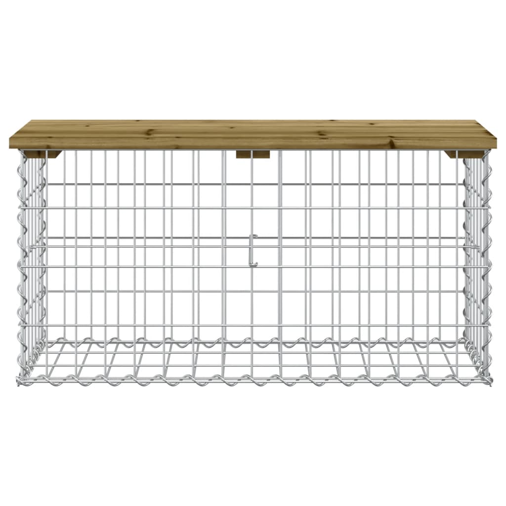 Gartenbank Aus Gabionen 83X31,5X42 Cm Kiefernholz Imprägniert Natürliche Kiefer