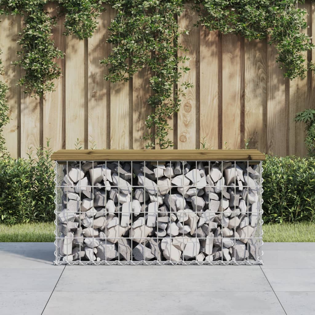 Gartenbank Aus Gabionen 83X31,5X42 Cm Kiefernholz Imprägniert Natürliche Kiefer