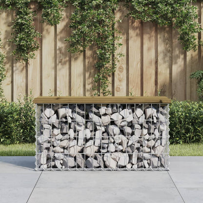 Gartenbank Aus Gabionen 83X31,5X42 Cm Kiefernholz Imprägniert Natürliche Kiefer