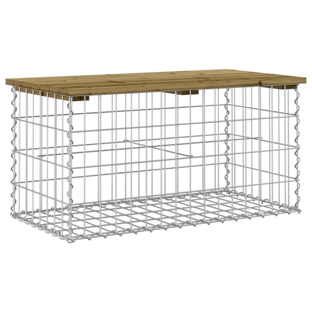 Gartenbank Aus Gabionen 83X44X42 Cm Kiefernholz Imprägniert Weiß