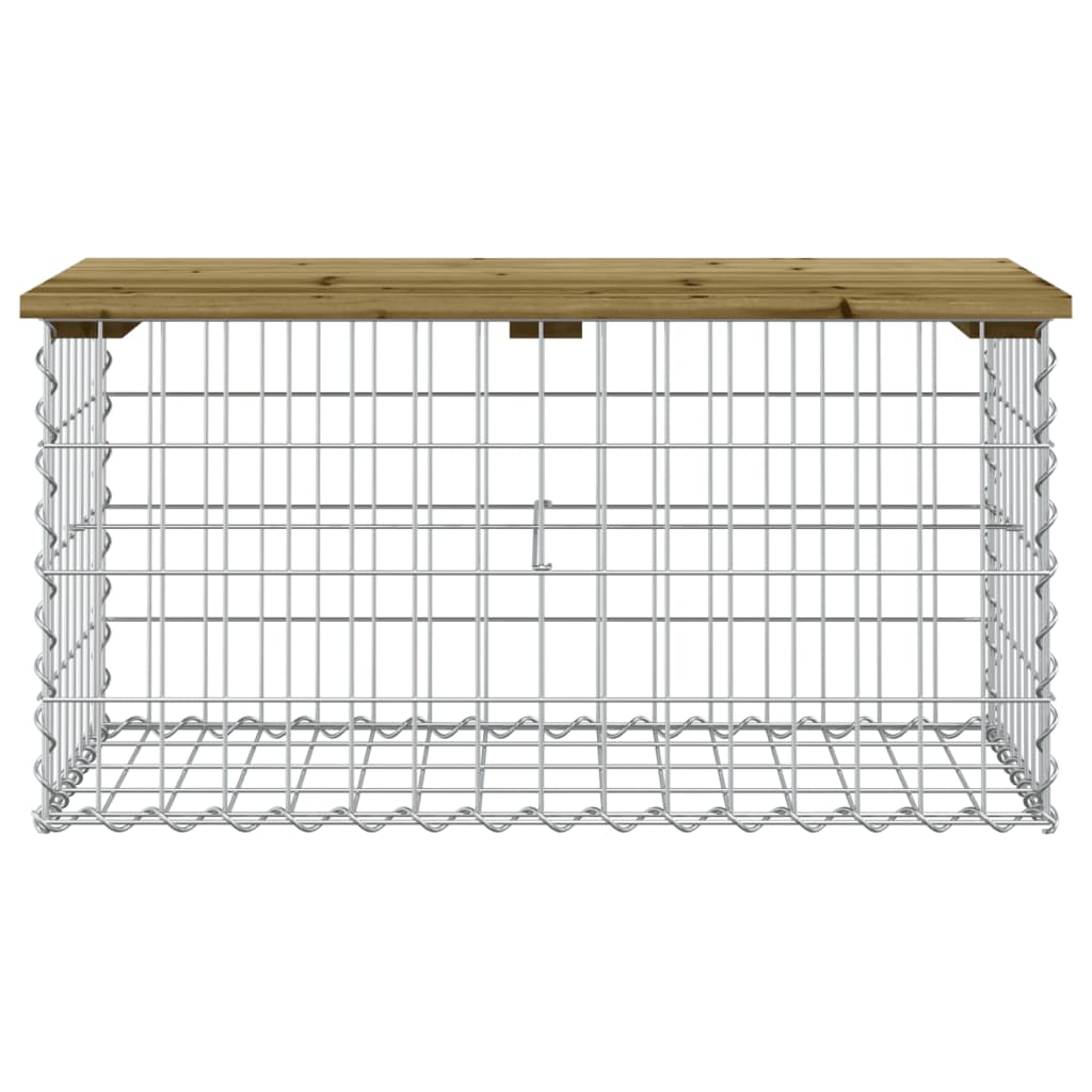 Gartenbank Aus Gabionen 83X44X42 Cm Kiefernholz Imprägniert Weiß