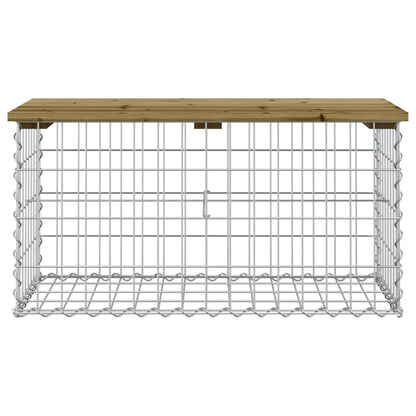 Gartenbank Aus Gabionen 83X44X42 Cm Kiefernholz Imprägniert Weiß