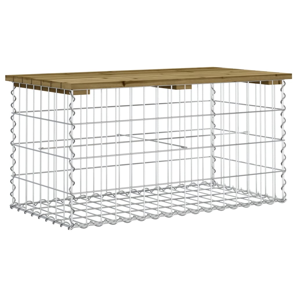Gartenbank Aus Gabionen 83X44X42 Cm Kiefernholz Imprägniert Weiß