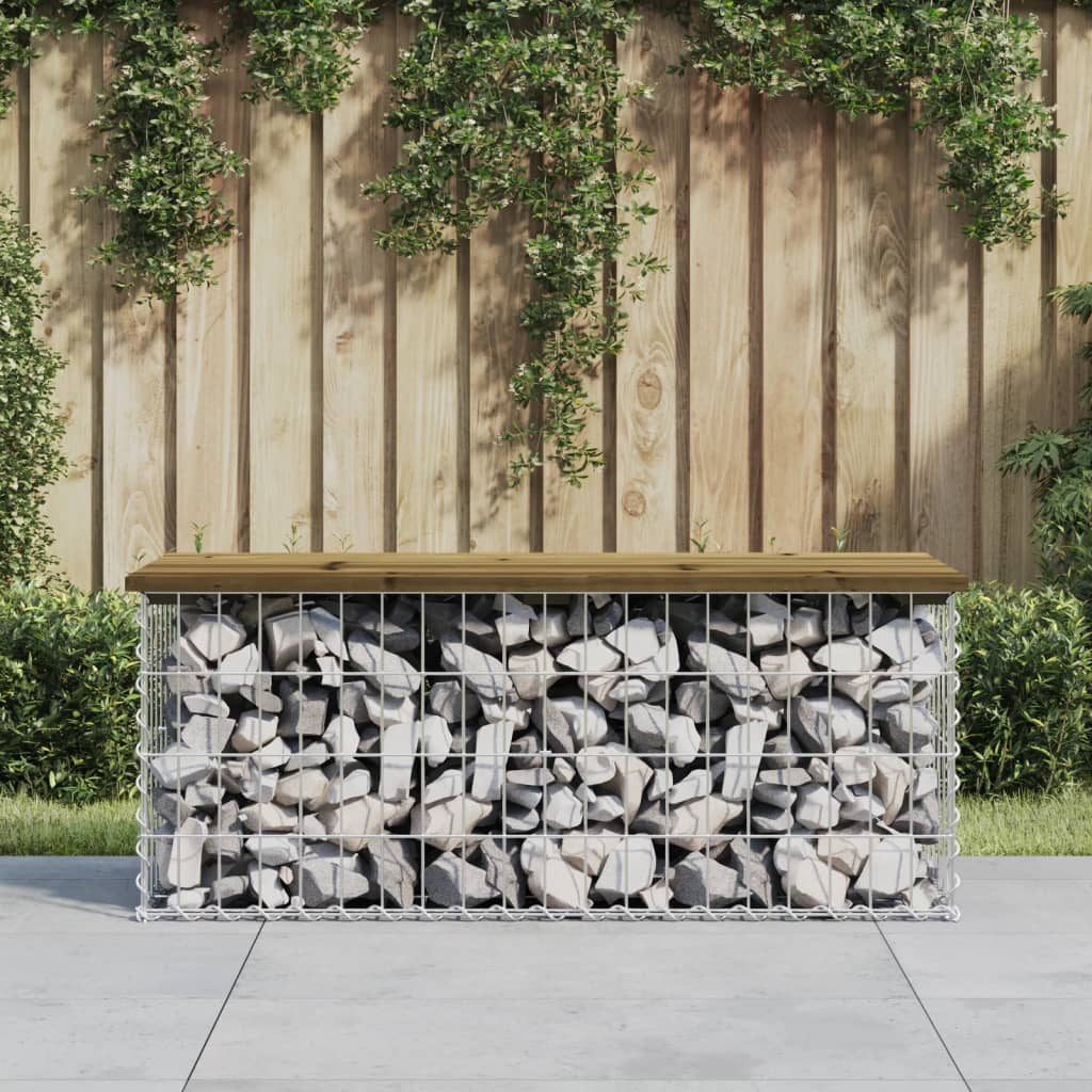 Gartenbank Aus Gabionen 83X31,5X42 Cm Massivholz Douglasie