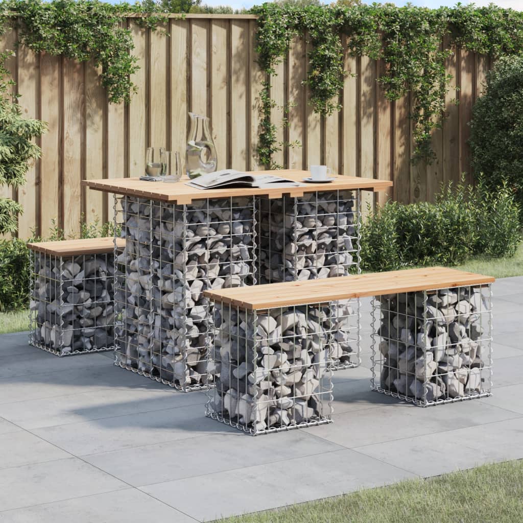 Gartentisch Aus Gabionen 100X102X72 Cm Kiefernholz Imprägniert