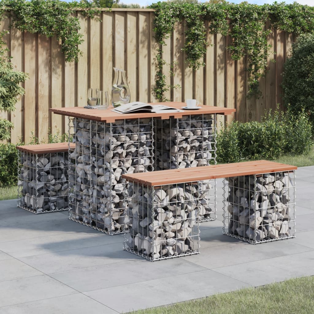 Gartentisch Aus Gabionen 100X102X72 Cm Kiefernholz Imprägniert