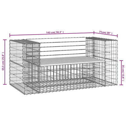 Gartenbank Aus Gabionen 143X71X65,5 Cm Massivholz Kiefer