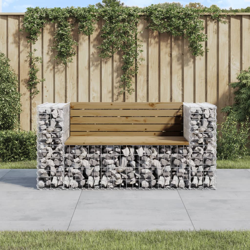 Gartenbank Aus Gabionen 143X71X65,5 Cm Massivholz Kiefer