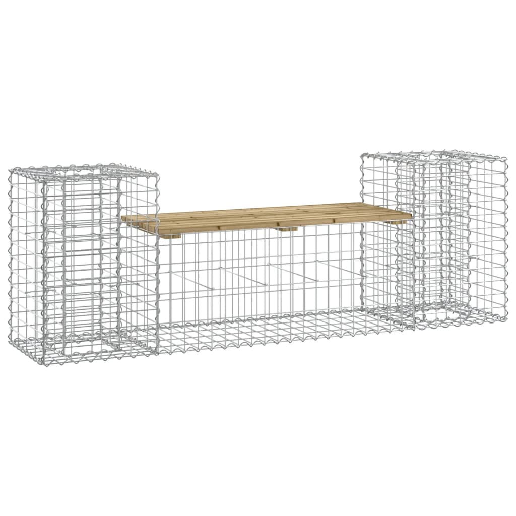 Gartenbank Aus Gabionen 183X41X60,5 Cm Kiefernholz Imprägniert