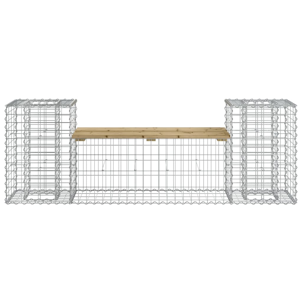 Gartenbank Aus Gabionen 183X41X60,5 Cm Kiefernholz Imprägniert