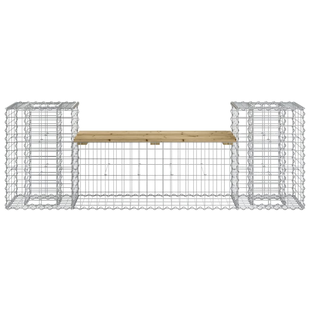 Gartenbank Aus Gabionen 183X41X60,5 Cm Kiefernholz Imprägniert