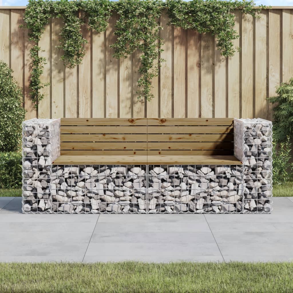 Gartenbank Aus Gabionen 184X71X65,5 Cm Massivholz Kiefer