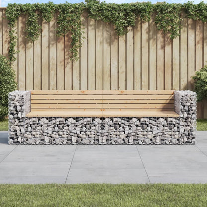 Gartenbank Aus Gabionen 244X71X65,5 Cm Kiefernholz Imprägniert