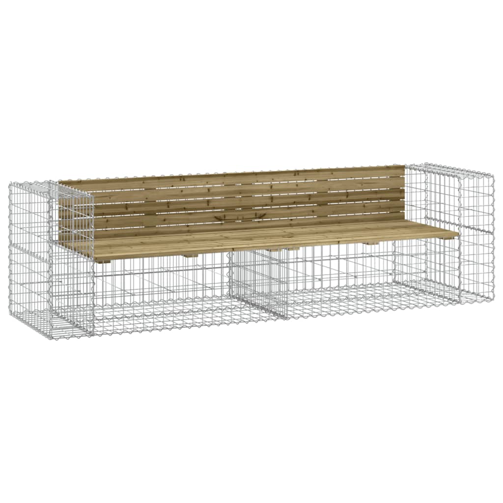 Gartenbank Aus Gabionen 244X71X65,5 Cm Kiefernholz Imprägniert