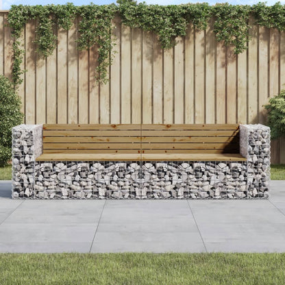 Gartenbank Aus Gabionen 244X71X65,5 Cm Kiefernholz Imprägniert
