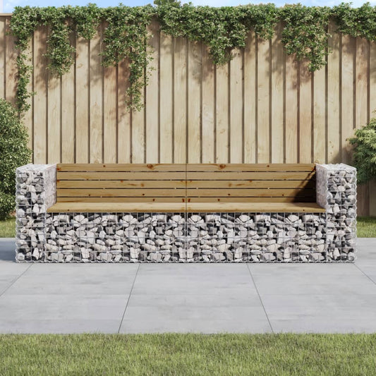 Gartenbank Aus Gabionen 244X71X65,5 Cm Kiefernholz Imprägniert