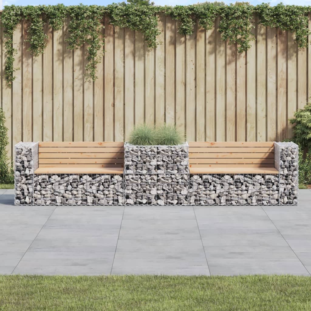 Gartenbank Mit Gabione Massivholz Douglasie