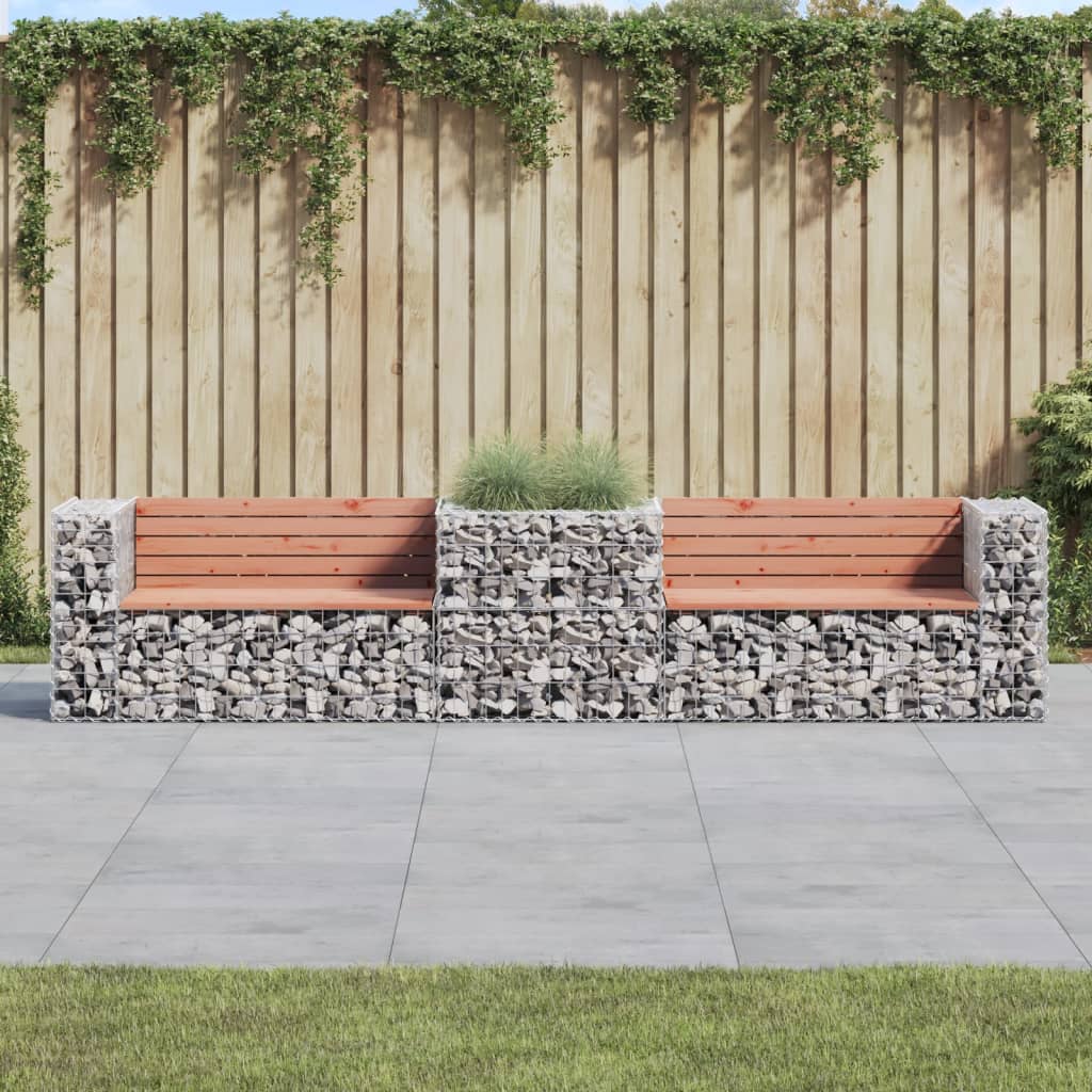 Gartenbank Mit Gabione Massivholz Douglasie