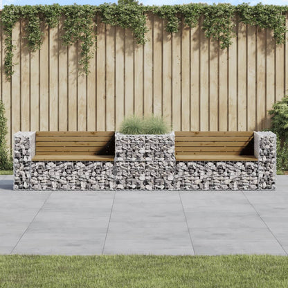 Gartenbank Mit Gabione Massivholz Douglasie