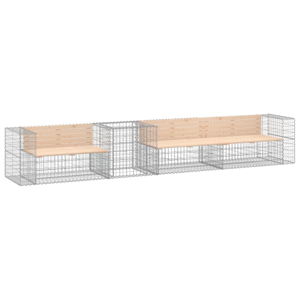 Gartenbank Mit Gabione Massivholz Kiefer