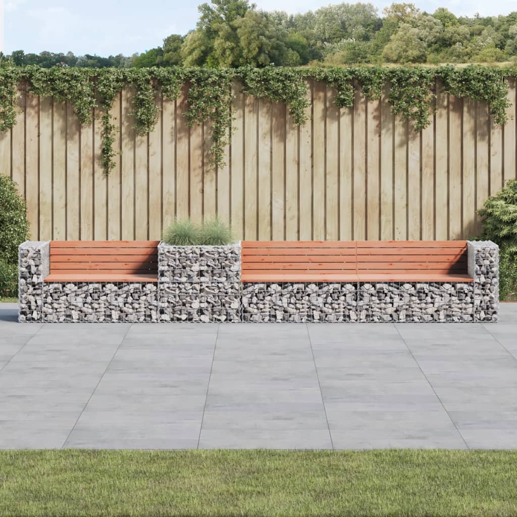 Gartenbank Mit Gabione Massivholz Douglasie