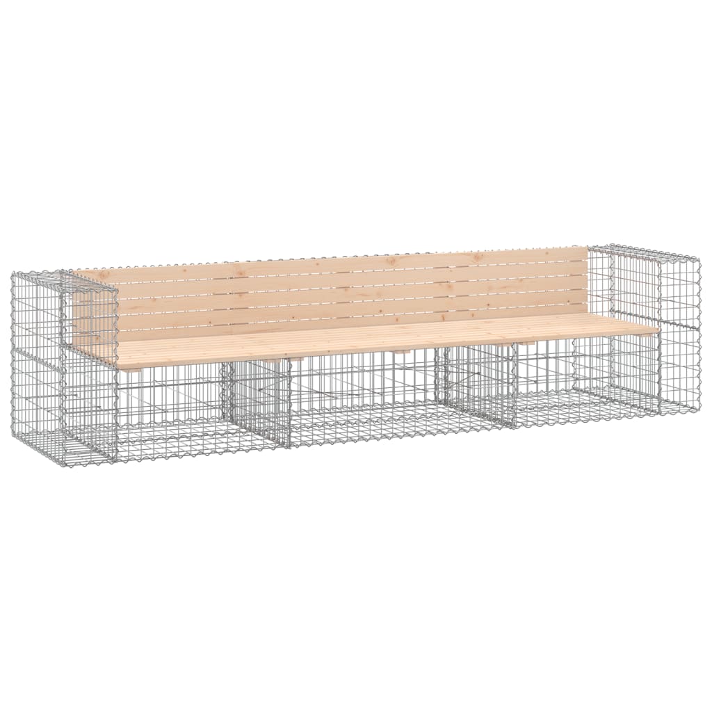 Gartenbank Aus Gabionen 287X71X65,5 Cm Massivholz Kiefer