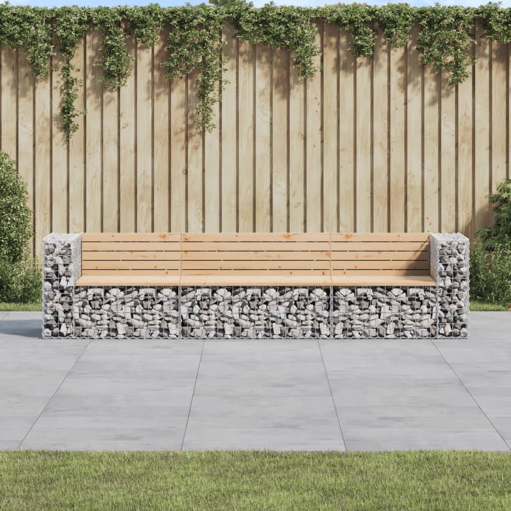 Gartenbank Aus Gabionen 287X71X65,5 Cm Massivholz Kiefer